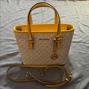 Michael Kors Yellow and Cream Tote Bag